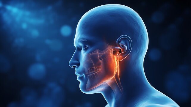 Medical Illustration of Human Head with Highlighted Jaw Area