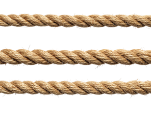 Three parallel strands of natural jute rope