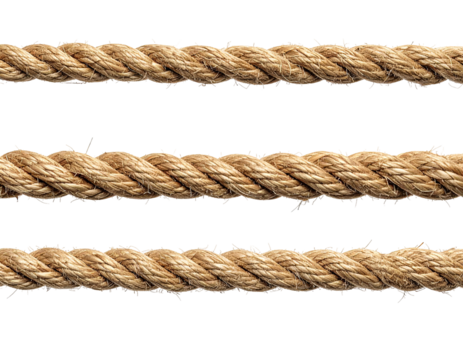 Three parallel strands of natural jute rope