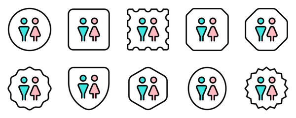 Editable couple, unisex restroom vector icon. Part of a big icon set family. Perfect for web and app interfaces, presentations, infographics, etc