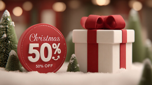 Christmas seasonal promo landing hero with discount badge