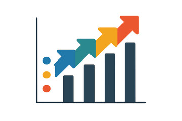 Business data analysis chart with arrows. Infographic of financial growth and success. Vector diagram with steps for strategy presentation. Market increase and progress report.