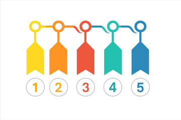 Infographic template with 5 steps. Business data visualization process chart. Timeline diagram with five options or parts. Vector element for presentation or workflow layout.