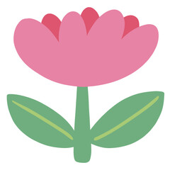 Pink flower flat illustration PNG