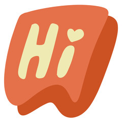 Cute orange “Hi” sign cartoon PNG