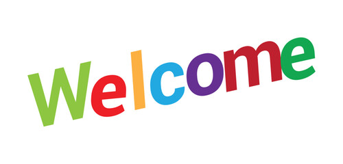 Colorful Welcome Text Design Isolated on White Background