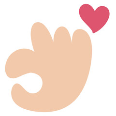 Cute hand making OK gesture with heart cartoon PNG