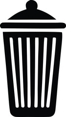 Simple silhouette of a trash can icon with a lid a symbol for waste disposal and recycling