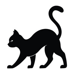 Black cat silhouette with arched back pose