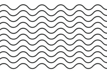 Seamless Wave Pattern Vector Background, Repeating Wavy Lines Design, Black Outline Curved Stripes, Abstract Flowing Lines, Transparent Overlay, Modern Decorative Element