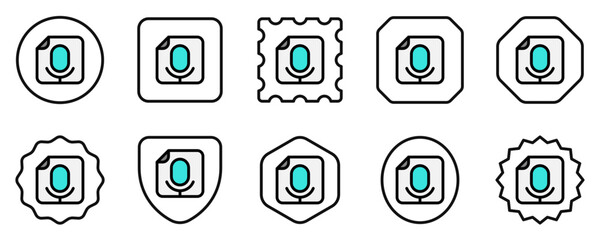 Editable vector microphone recording file icon. Part of a big icon set family. Perfect for web and app interfaces, presentations, infographics, etc