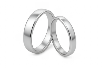 Silver wedding rings symbolizing marriage and commitment on transparent background