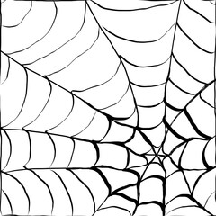 Full Spider Web Hand-drawn to One Side