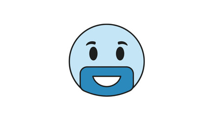 Fototapeta premium Light Blue Cartoon Face with Beard and Smiling Expression.