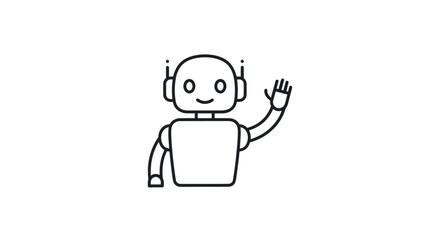 Friendly cartoon robot waving hello with a smile. © kopi