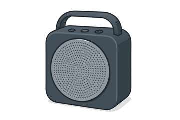 Modern Portable Speaker with Handle and Circular Perforated Grille Design