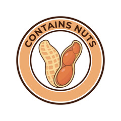 Contains nuts free badge or logo vector template.