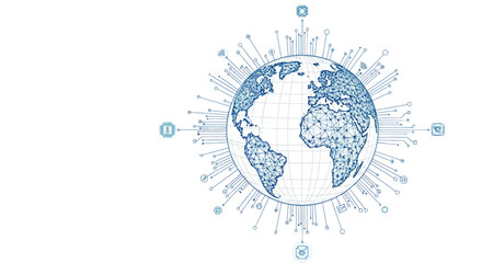 Obraz premium Digital Earth Globe with Network Connections and Lines.