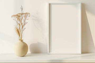 Blank Frame with Dried Flowers &ndash; Minimal Home Decor