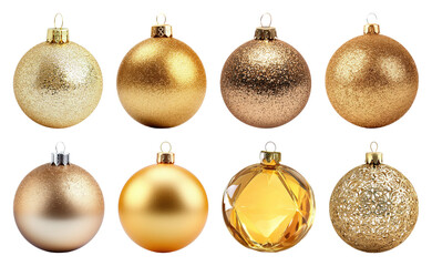 PNG Elegant gold Christmas ornaments collection, element set on transparent background