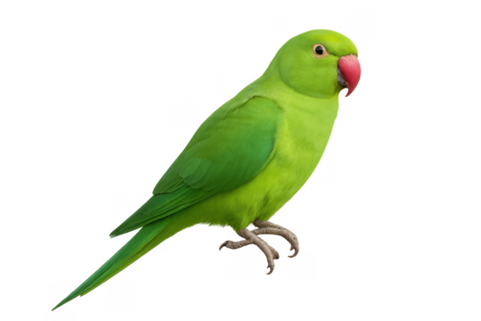 Rose-ringed parakeet bird standing with transparent background