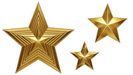 Golden Star Icon Set 3D Glossy Metallic Stars