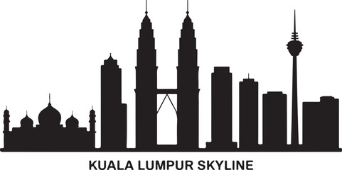 Obraz premium Detailed Kuala Lumpur Cityscape Silhouette Vector Illustration for Urban Projects