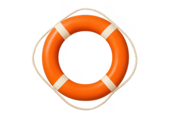 Orange lifebuoy with rope for safety and rescue