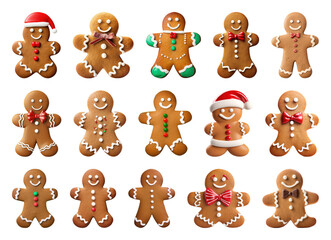 PNG Festive gingerbread cookies display, element set on transparent background