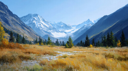 Fototapeta premium Vibrant mountain landscape in autumn — nature's palette