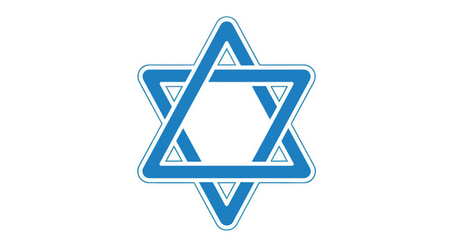 Blue stylized Star of David a Jewish religious symbol and hexagram icon.