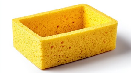 Yellow rectangular sponge with porous texture for cleaning applications