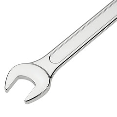 Obraz premium Shiny chrome wrench isolated on transparent background, a versatile tool for tightening and loosening nuts and bolts in various applications