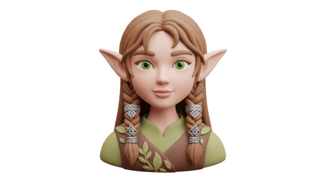 3D Rendered Portrait of a Female Elf with Braids.