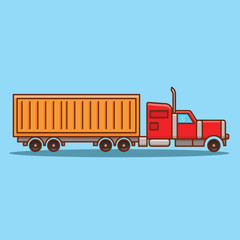 Simple Container Truck Vector Illustration. Transportation Icon Concept Isolated vector. Flat Cartoon Style Suitable for cover, Page, Banner, Flyer, Sticker, Card, Education