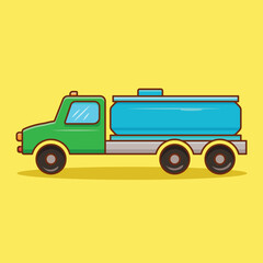 Simple Water Truck Vector Illustration. Transportation Icon Concept Isolated. Flat Cartoon Style Suitable for Cover, Banner, Flyer, Sticker, Card, Education