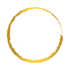 Serene golden brush stroke circle. An abstract zenenso symbol with texture.