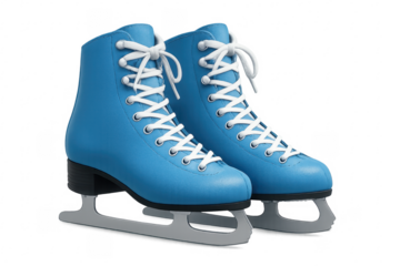 Pair blue figure ice skates transparent background