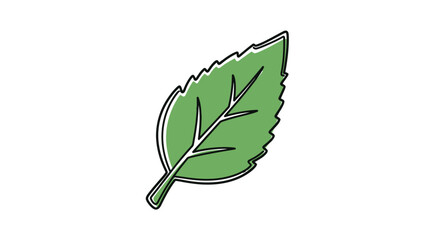 Stylized Green Leaf Icon with Jagged Edges and Prominent Veins.