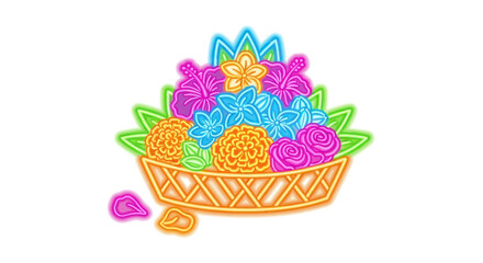 Vibrant Neon Flower Basket Arrangement with Assorted Blooms.