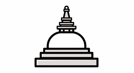 Stylized Buddhist stupa icon with black outline and grey fill.
