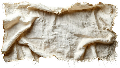 A draped, off-white cloth, textured and wrinkled
