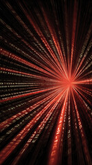 Obraz premium Dynamic red light tunnel with binary numbers creates futuristic and immersive digital experience