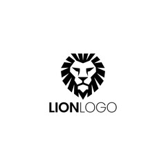 Bold Geometric Lion Head Logo with white background.