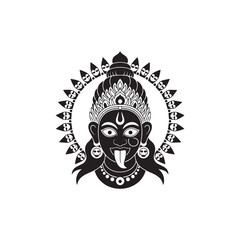 Abstract Kali Maa Face Symbol Tribal Vector Design