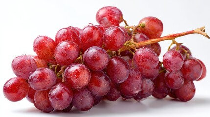 Fresh juicy red grapes bunch isolated on white background