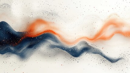 Abstract fluid shapes blending orange and blue with sparkles