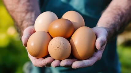 Person holding eggs, everyday scene