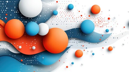 Colorful Abstract Shapes with Waves and Dots in Blue and Orange