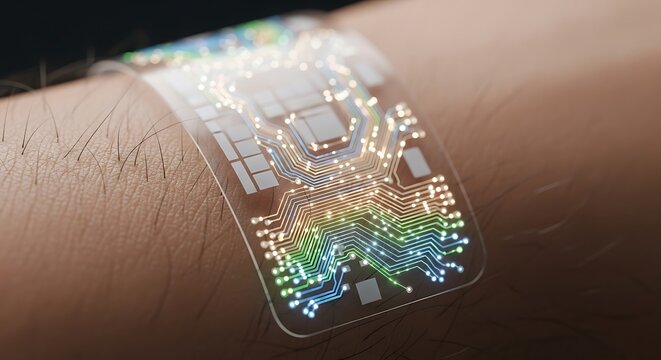 Advanced E-Skin Sensor Conforming to Human Skin. Flexible Electronics, Wearable Technology, Biometrics, & Medical Innovation.
- Powered by Adobe